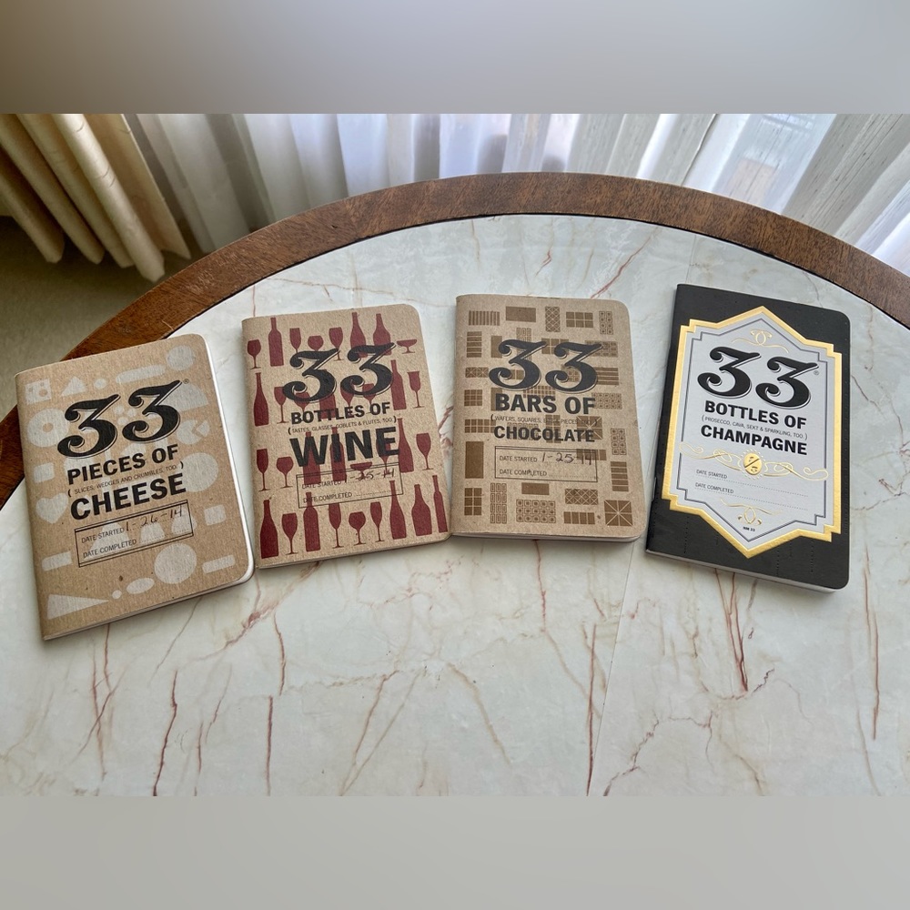 33 Books (wine, cheese, chocolate, champagne) Tasting Journals